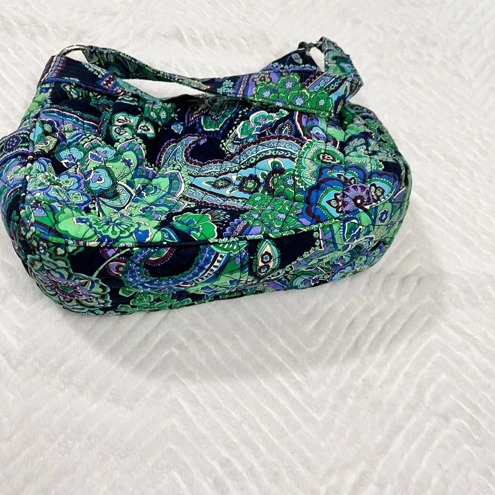 Vera Bradley Hobo Bag Black Green Blue Quilted‎ Shoulder Purse Blue raphsody